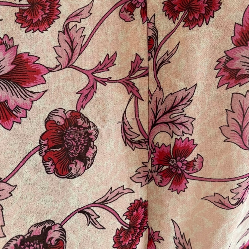 For Love and Lemons Floral Mesh Ruffle Agnes Mini Dress Pink Burgundy Sleeve L - Picture 6 of 16